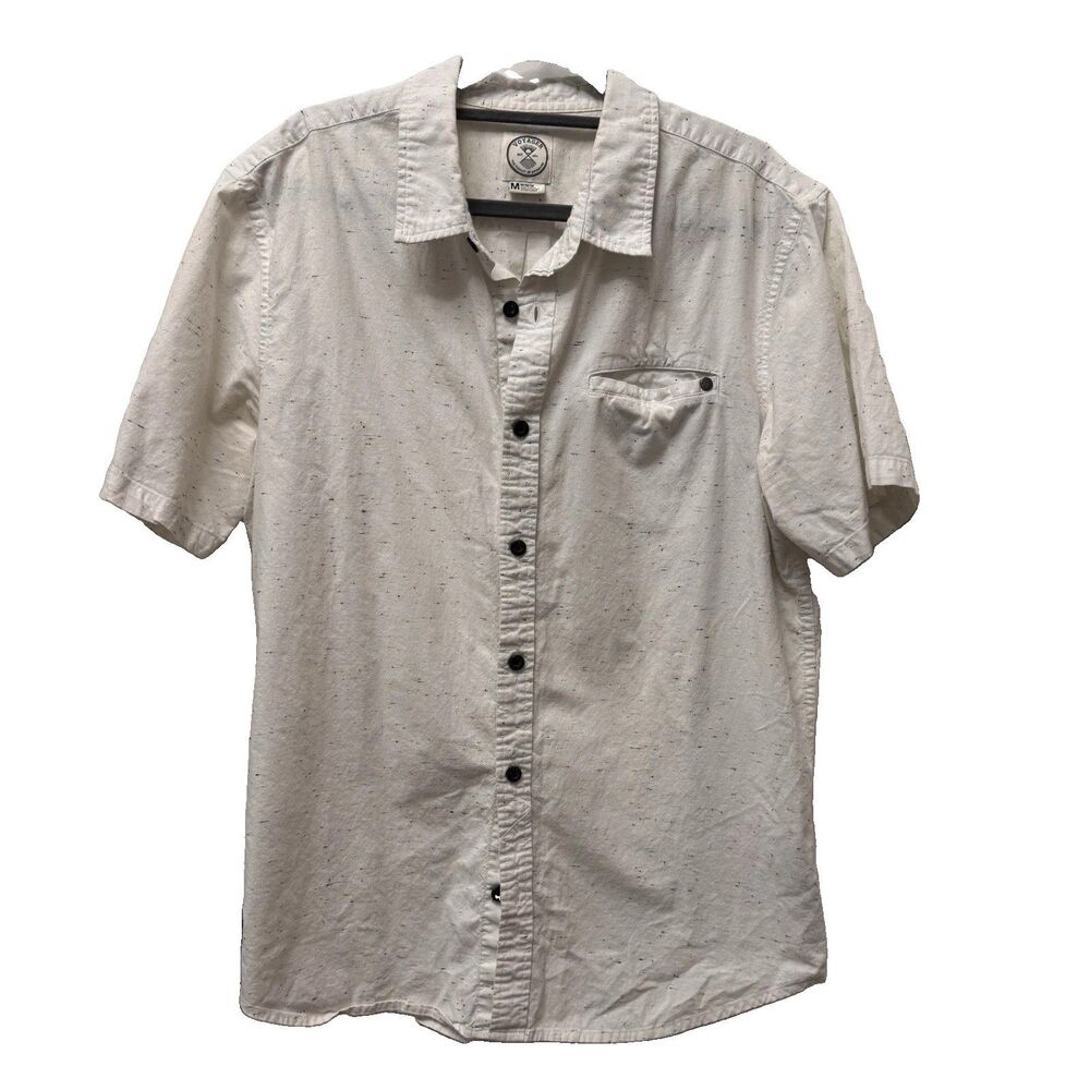 Voyager Shirt Mens Medium White Button Down Casual Short Sleeve For Work Hiking